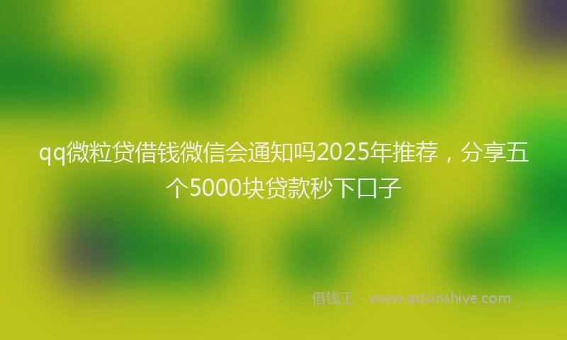 qq微粒贷借钱微信会通知吗2025年推荐，分享五个5000块贷款秒下口子