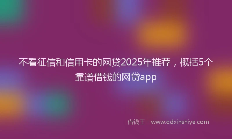 不看征信和信用卡的网贷2025年推荐，概括5个靠谱借钱的网贷app