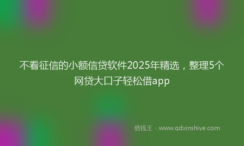 不看征信的小额信贷软件2025年精选，整理5个网贷大口子轻松借app