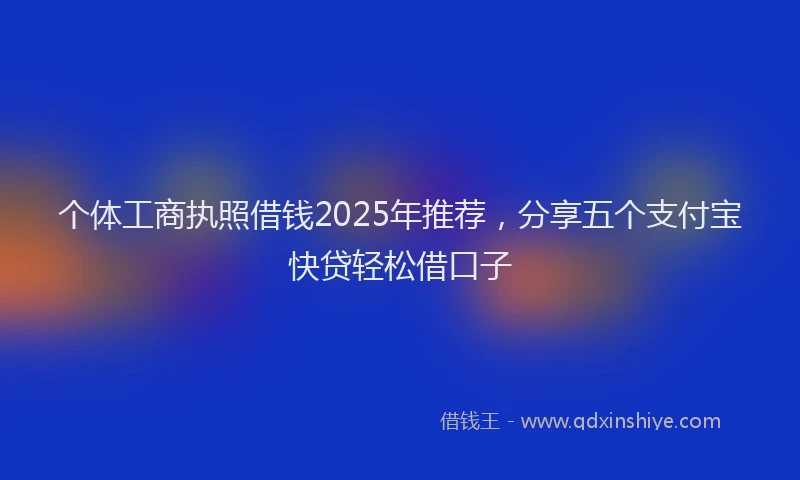 个体工商执照借钱2025年推荐，分享五个支付宝快贷轻松借口子