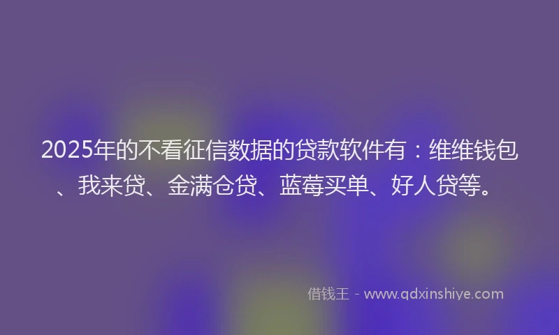 2025年的不看征信数据的贷款软件有：维维钱包、我来贷、金满仓贷、蓝莓买单、好人贷等。