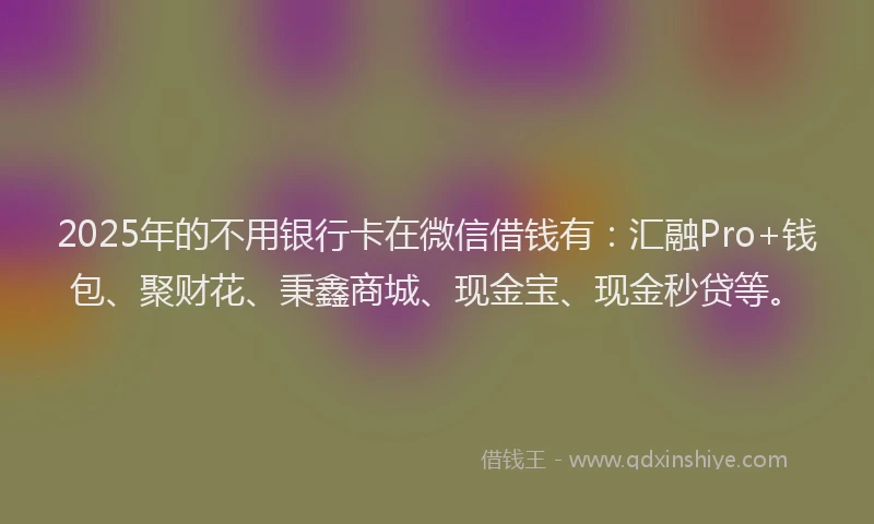 2025年的不用银行卡在微信借钱有：汇融Pro+钱包、聚财花、秉鑫商城、现金宝、现金秒贷等。