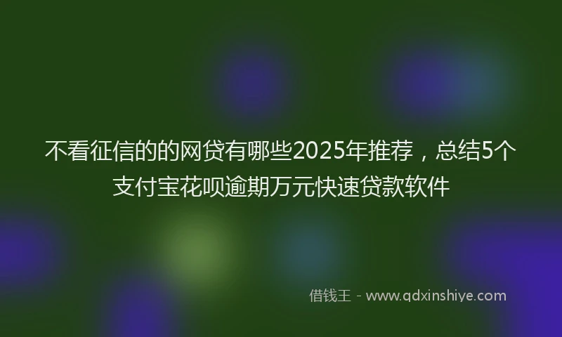 不看征信的的网贷有哪些2025年推荐，总结5个支付宝花呗逾期万元快速贷款软件