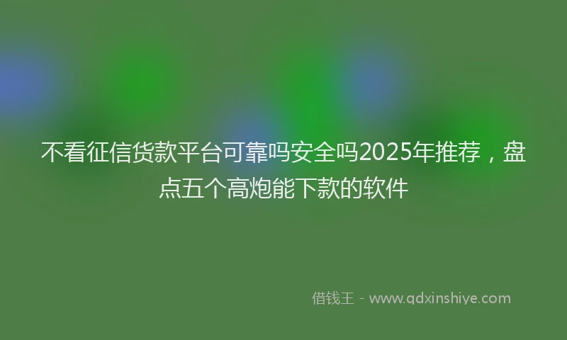 不看征信货款平台可靠吗安全吗2025年推荐,盘点五个高炮能下款的软件