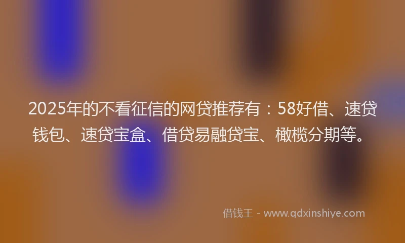 2025年的不看征信的网贷推荐有：58好借、速贷钱包、速贷宝盒、借贷易融贷宝、橄榄分期等。