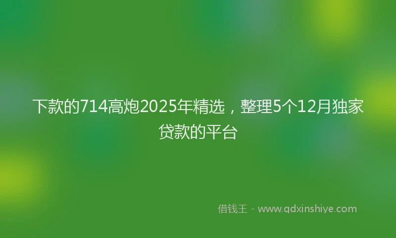 下款的714高炮2025年精选，整理5个12月独家贷款的平台