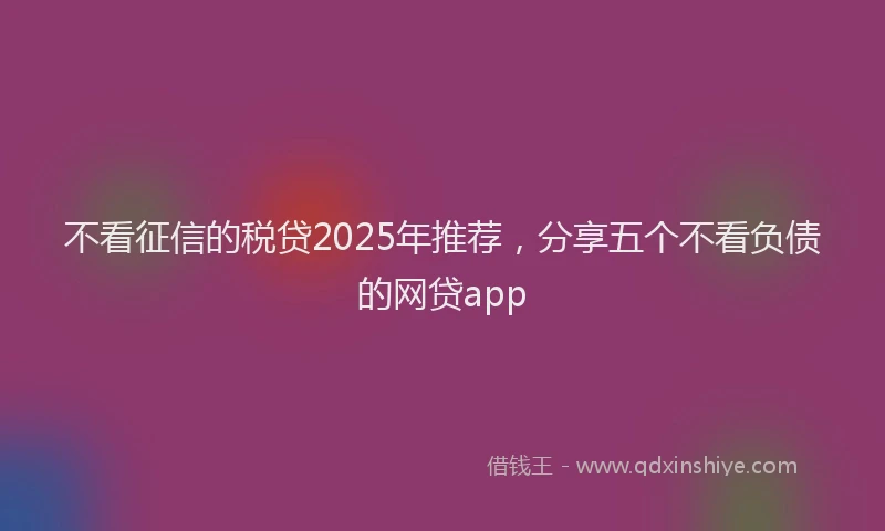 不看征信的税贷2025年推荐，分享五个不看负债的网贷app
