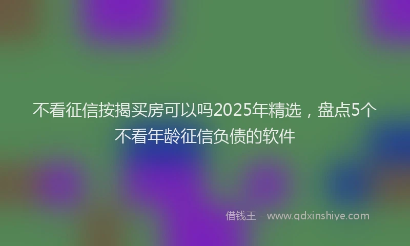 不看征信按揭买房可以吗2025年精选，盘点5个不看年龄征信负债的软件