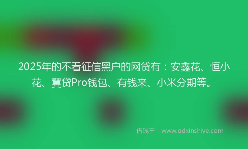 2025年的不看征信黑户的网贷有：安鑫花、恒小花、翼贷Pro钱包、有钱来、小米分期等。