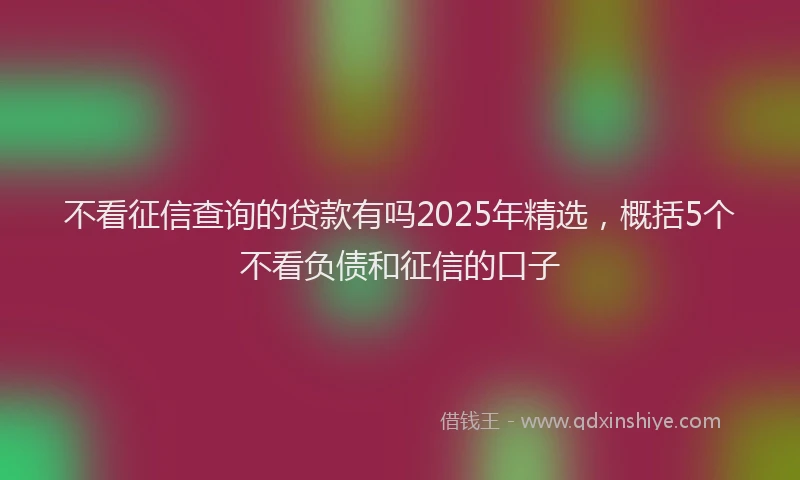 不看征信查询的贷款有吗2025年精选，概括5个不看负债和征信的口子