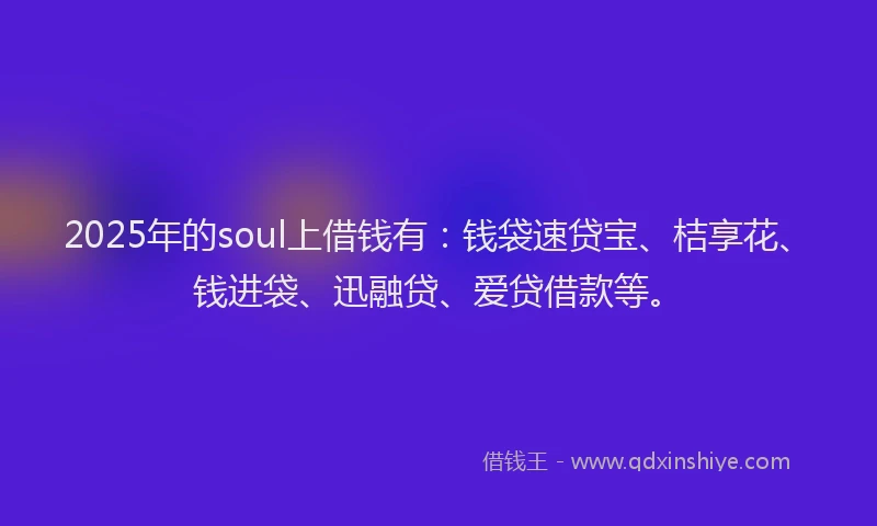 2025年的soul上借钱有：钱袋速贷宝、桔享花、钱进袋、迅融贷、爱贷借款等。