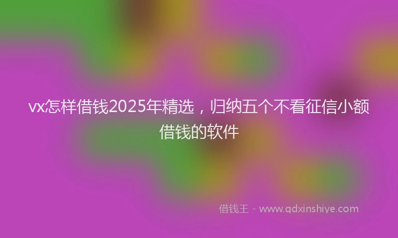 vx怎样借钱2025年精选，归纳五个不看征信小额借钱的软件