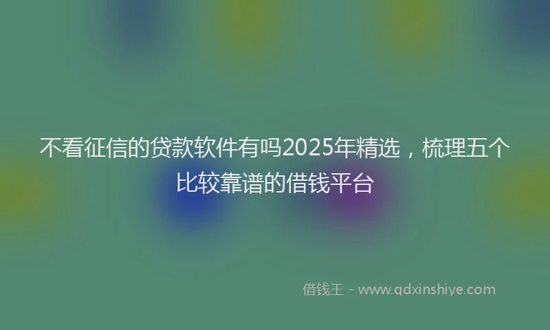 不看征信的贷款软件有吗2025年精选，梳理五个比较靠谱的借钱平台