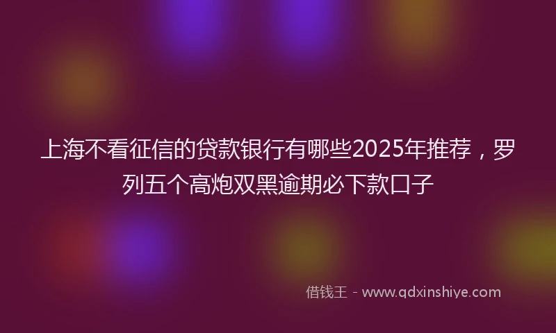 上海不看征信的贷款银行有哪些2025年推荐，罗列五个高炮双黑逾期必下款口子