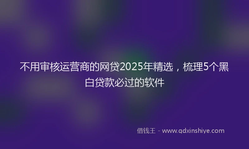 不用审核运营商的网贷2025年精选，梳理5个黑白贷款必过的软件