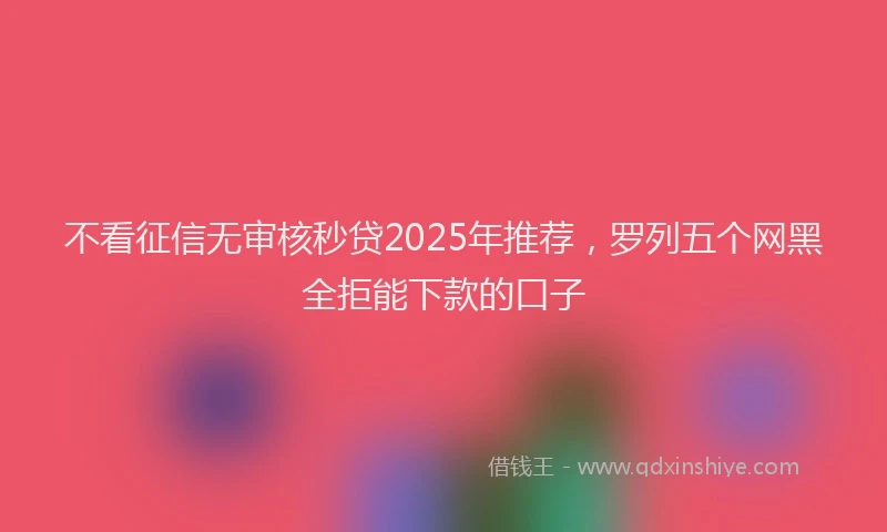 不看征信无审核秒贷2025年推荐，罗列五个网黑全拒能下款的口子
