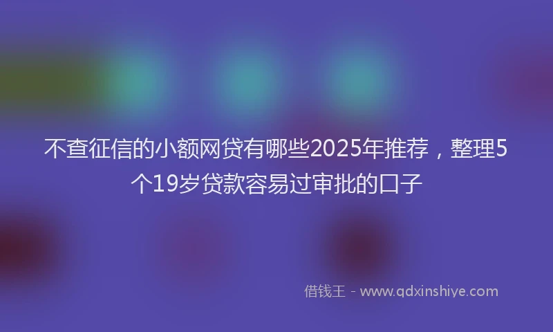 不查征信的小额网贷有哪些2025年推荐，整理5个19岁贷款容易过审批的口子