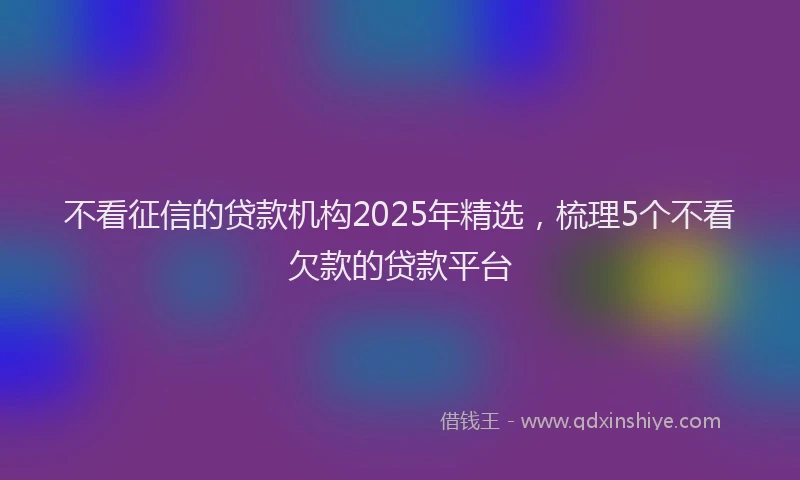 不看征信的贷款机构2025年精选，梳理5个不看欠款的贷款平台