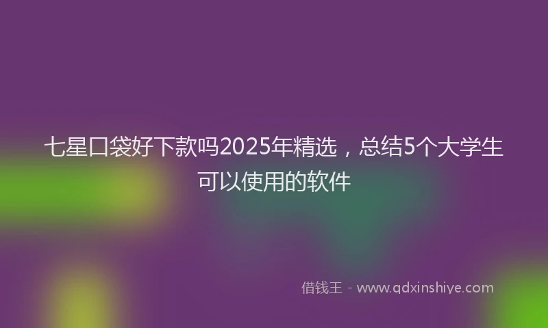 七星口袋好下款吗2025年精选，总结5个大学生可以使用的软件