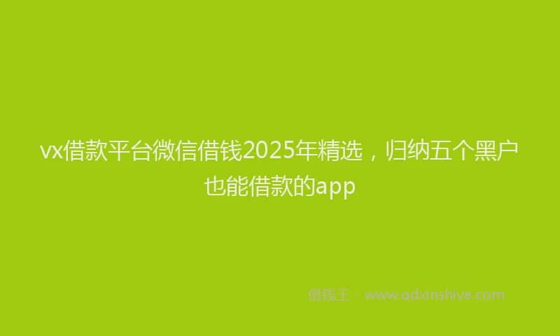 vx借款平台微信借钱2025年精选，归纳五个黑户也能借款的app