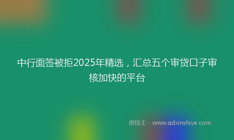 中行面签被拒2025年精选,汇总五个审贷口子审核加快的平台