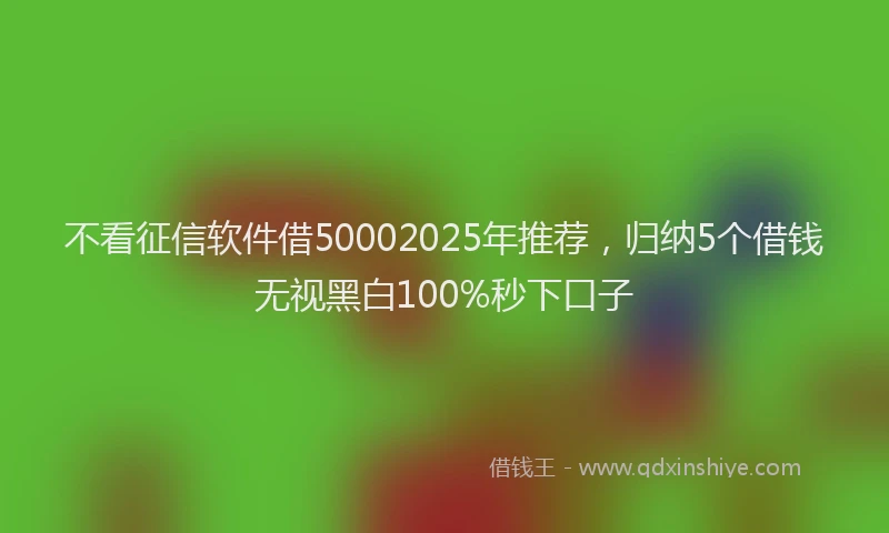 不看征信软件借50002025年推荐，归纳5个借钱无视黑白100%秒下口子