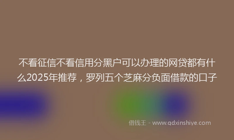 不看征信不看信用分黑户可以办理的网贷都有什么2025年推荐，罗列五个芝麻分负面借款的口子