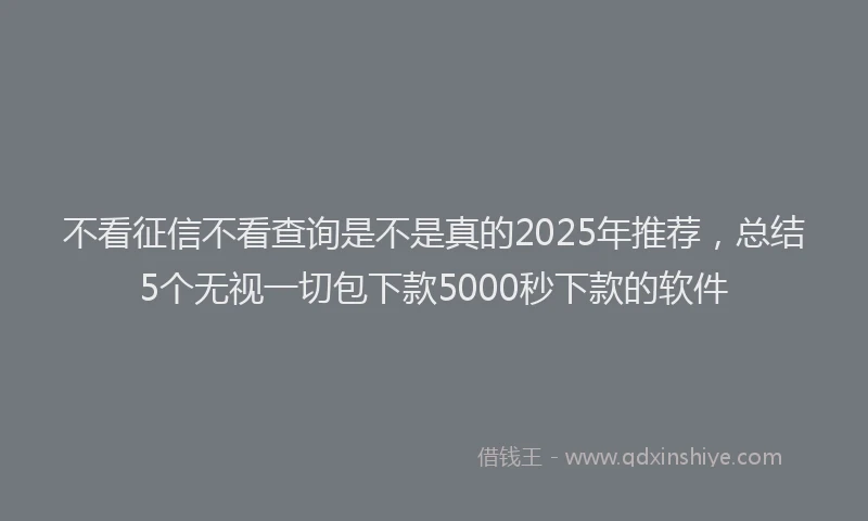 不看征信不看查询是不是真的2025年推荐，总结5个无视一切包下款5000秒下款的软件