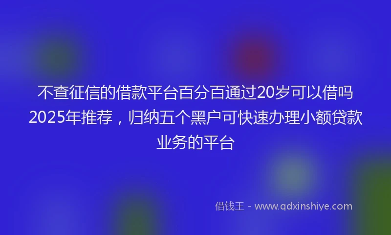 不查征信的借款平台百分百通过20岁可以借吗2025年推荐，归纳五个黑户可快速办理小额贷款业务的平台
