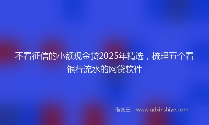 不看征信的小额现金贷2025年精选，梳理五个看银行流水的网贷软件