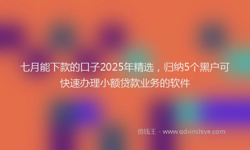 七月能下款的口子2025年精选，归纳5个黑户可快速办理小额贷款业务的软件