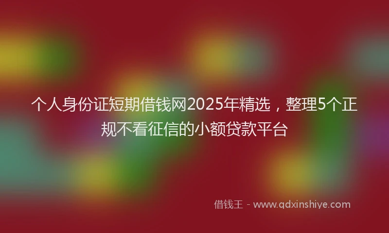 个人身份证短期借钱网2025年精选，整理5个正规不看征信的小额贷款平台