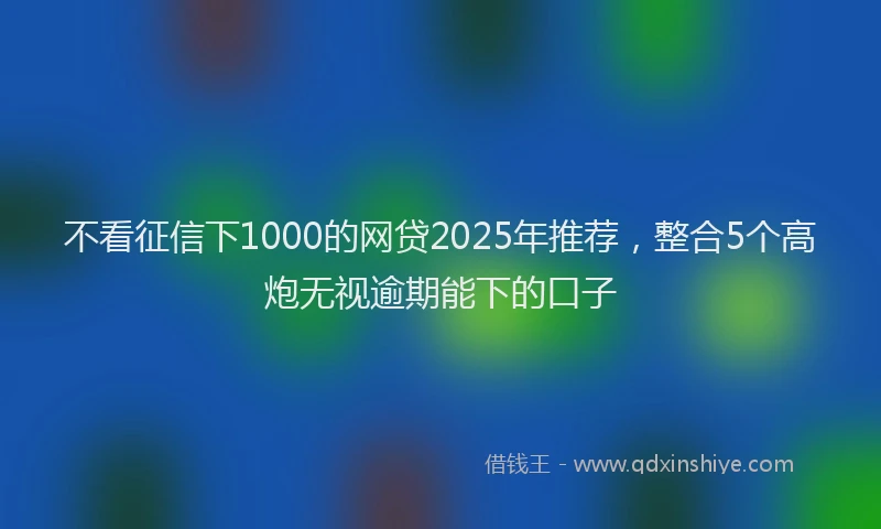 不看征信下1000的网贷2025年推荐，整合5个高炮无视逾期能下的口子