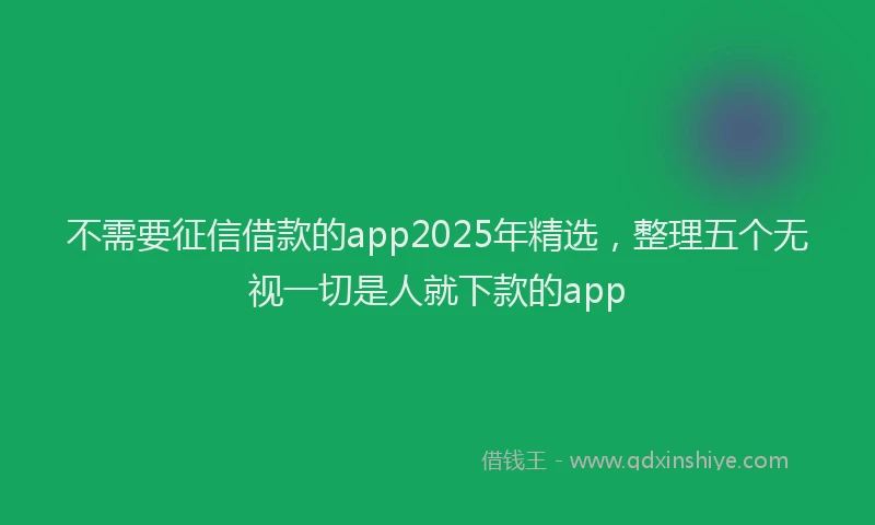 不需要征信借款的app2025年精选，整理五个无视一切是人就下款的app