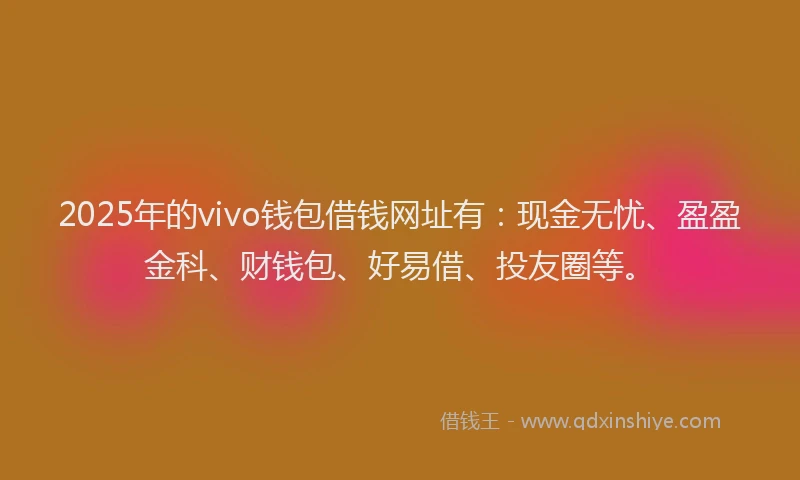2025年的vivo钱包借钱网址有：现金无忧、盈盈金科、财钱包、好易借、投友圈等。