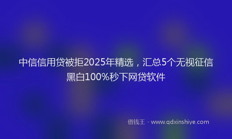 中信信用贷被拒2025年精选，汇总5个无视征信黑白100%秒下网贷软件