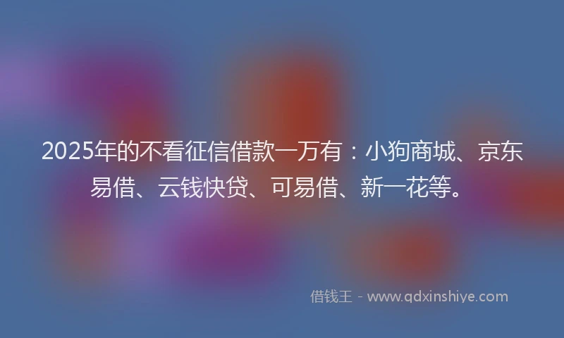 2025年的不看征信借款一万有：小狗商城、京东易借、云钱快贷、可易借、新一花等。