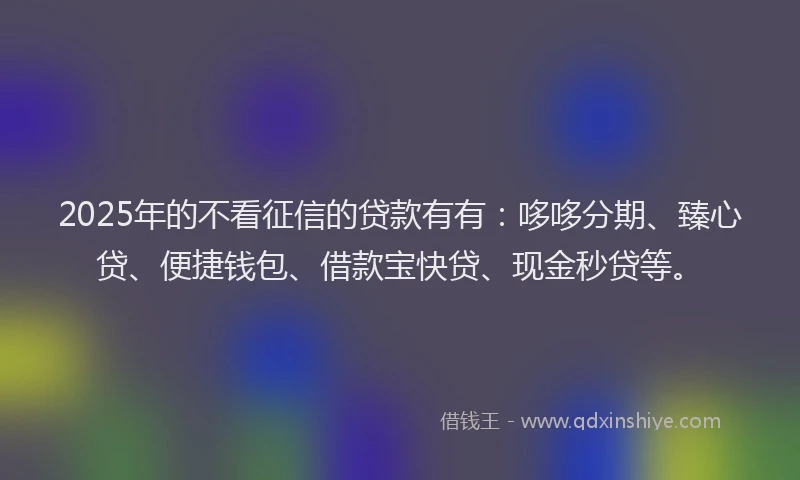 2025年的不看征信的贷款有有：哆哆分期、臻心贷、便捷钱包、借款宝快贷、现金秒贷等。