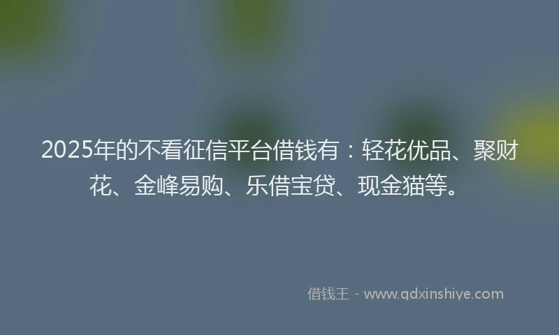 2025年的不看征信平台借钱有：轻花优品、聚财花、金峰易购、乐借宝贷、现金猫等。