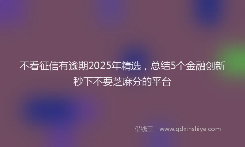 不看征信有逾期2025年精选，总结5个金融创新秒下不要芝麻分的平台