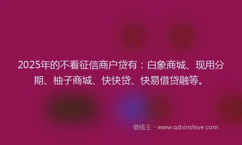 2025年的不看征信商户贷有：白象商城、现用分期、柚子商城、快快贷、快易借贷融等。