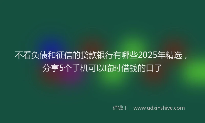 不看负债和征信的贷款银行有哪些2025年精选，分享5个手机可以临时借钱的口子