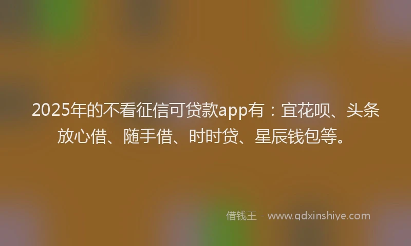 2025年的不看征信可贷款app有：宜花呗、头条放心借、随手借、时时贷、星辰钱包等。