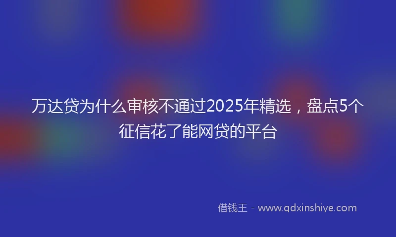 万达贷为什么审核不通过2025年精选，盘点5个征信花了能网贷的平台