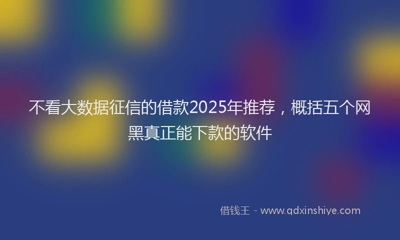 不看大数据征信的借款2025年推荐，概括五个网黑真正能下款的软件