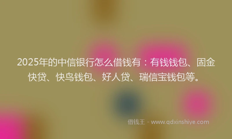 2025年的中信银行怎么借钱有：有钱钱包、固金快贷、快鸟钱包、好人贷、瑞信宝钱包等。