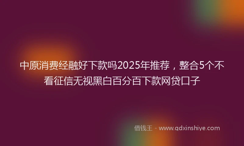 中原消费经融好下款吗2025年推荐,整合5个不看征信无视黑白百分百下款网贷口子