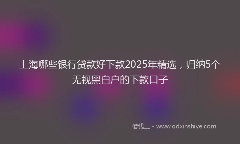 上海哪些银行贷款好下款2025年精选，归纳5个无视黑白户的下款口子