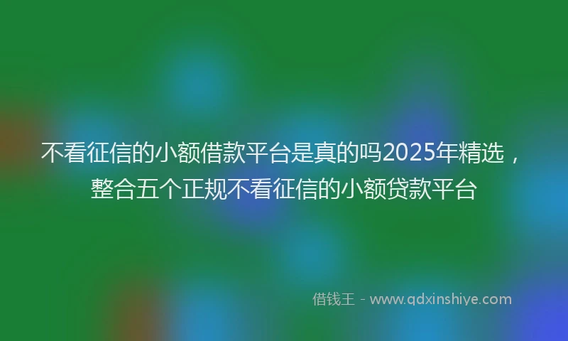 不看征信的小额借款平台是真的吗2025年精选，整合五个正规不看征信的小额贷款平台