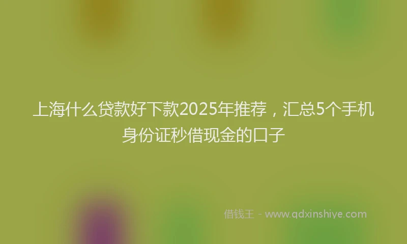 上海什么贷款好下款2025年推荐，汇总5个手机身份证秒借现金的口子
